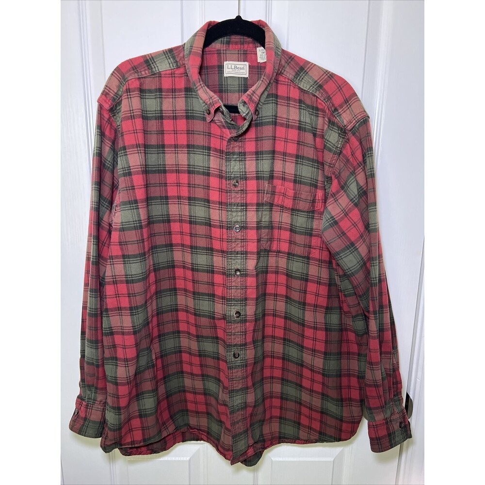 Vintage L.L. Bean Flannel Shirt Men XL Red Plaid Long Sleeve Gorpcore